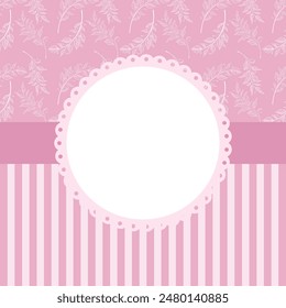 Romantic floral pink vector background for greeting card, baby shower, invitation. Copy space