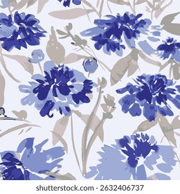 Romantic floral print with wildflowers sketch. Seamless pattern, gentle botanical background with various small flowers. Vector illustration.