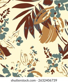 Romantic floral print with wildflowers sketch. Seamless pattern, gentle botanical background with various small flowers. Vector illustration.