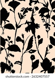Romantic floral print with wildflowers sketch. Seamless pattern, gentle botanical background with various small flowers. Vector illustration.