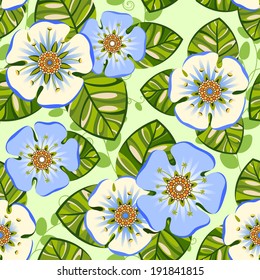 Romantic floral seamless pattern with big blue flowers for your design