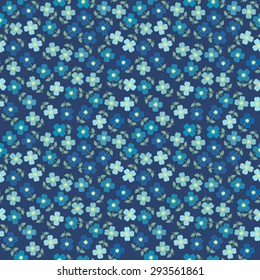 Romantic floral seamless pattern of blue flowers forget me not