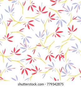 Romantic floral seamless pattern. Hand drawn vector illustration on white background.