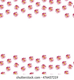 Romantic floral seamless pattern with pink daisies on the white background. Vector illustration. Perfect for cover, card, wrapping paper, interior design. Polygon style.