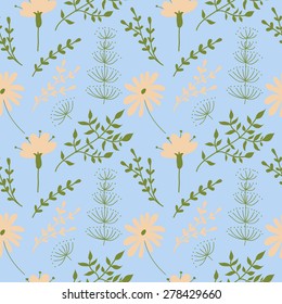 Romantic floral seamless pattern. Vintage background with flowers and leaves