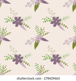 Romantic floral seamless pattern. Vintage background with flowers and leaves