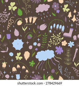 Romantic floral seamless pattern. Vintage background with flowers and leaves