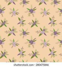 Romantic floral seamless pattern. Vintage background with flowers and leaves