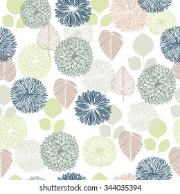 Romantic floral seamless pattern. Vintage flower pattern on green background
