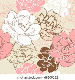 Romantic floral seamless texture. Vector