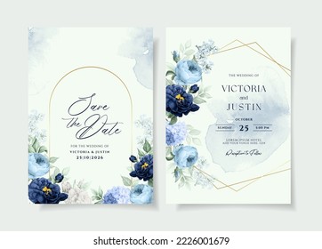 Plantilla de tarjeta de invitación de boda floral romántica