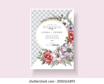 Romantic floral wedding invitations card