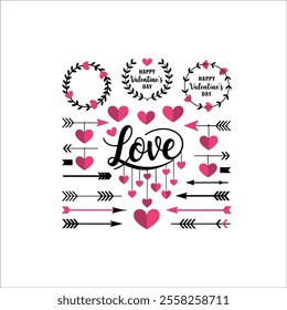 Romantic Floral Wreath with 'HAPPY VALENTINE'S DAY' Text
Valentine's Day Illustration with Colorful Flowers and Hearts
