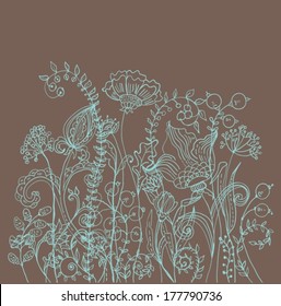 Romantic flower background, natural doodle illustration, VECTOR