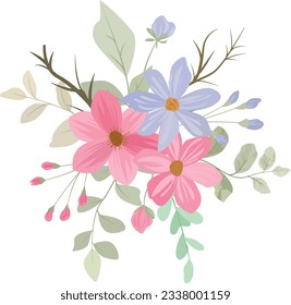 Romantic flower bouquets are suitable for decorating invitation cards or greeting cards