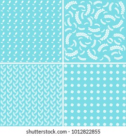 Romantic flower different vector patterns. Blue colors.