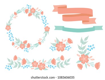 Romantic flower elements for invitation