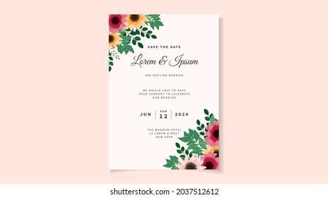 Romantic flower invitation or greeting card for wedding decoration, Valentine's Day, sales and other events. Save the date, RSVP and thank you cards, cover design greeting