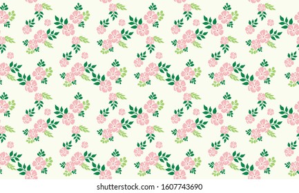 Romantic flower pattern background for valentine, with leaf and floral elegant drawing.