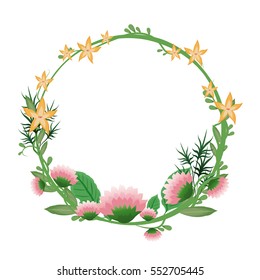 romantic flower round frame wreath