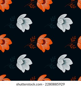 Romantic flower seamless pattern. Elegant floral endless background. Abstract stylized botanical illustration. Simple design for fabric, textile print, wrapping, cover. Vector illustration