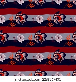 Romantic flower seamless pattern. Elegant floral endless background. Abstract stylized botanical illustration. Simple design for fabric, textile print, wrapping, cover. Vector illustration