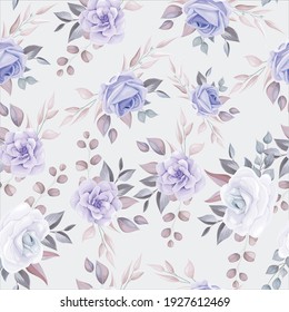 Romantic flower seamless pattern with purple flower decoration