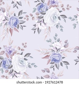 Romantic flower seamless pattern with purple flower decoration