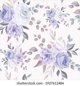 Romantic flower seamless pattern with purple flower decoration