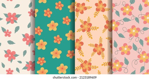 Romantic flower seamless pattern set collection