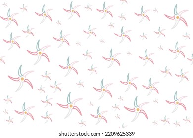 Romantic Flower seamless patterns vector ornament design It is a pattern created by combining freehand. Create beautiful fabric patterns. Design for print. Using in the fashion industry.