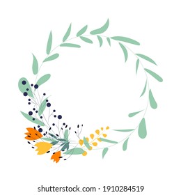 marco floral romántico como elemento para el diseño de invitaciones, tarjetas, afiches. Diseño de vectores lindos y florales botánicos
