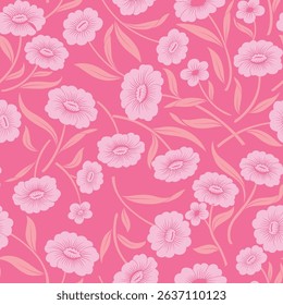 Romantic flowers navy background pattern