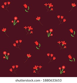 Romantic Flowers Seamless Pattern Tropical Vector Design. Repeating Background Nature for Fabric, Stationary Products Decoration , Wrapping Paper