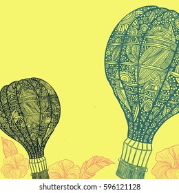 Romantic flying balloon flowers vector graphics