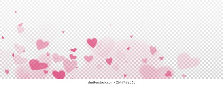 Efecto de corazones voladores románticos sobre fondo blanco, bokeh abstracto en forma de corazones, fondo delicado para el día de San Valentín, efecto de corazón desenfocado para el diseño, Anuncio, Vector png.