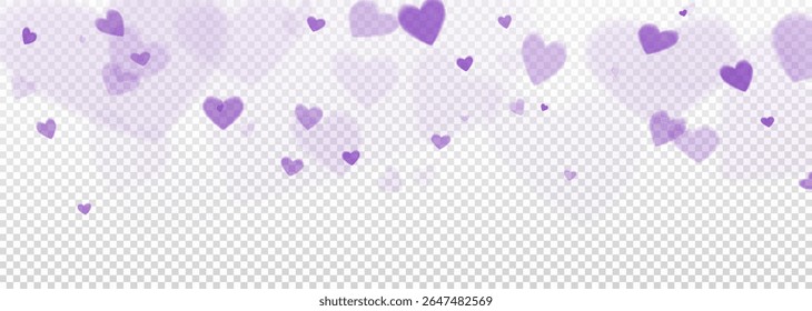 Romantische fliegende Herzen Effekt auf weißem Hintergrund, abstraktes Bokeh in Form von Herzen, zarter Hintergrund zum Valentinstag, defokussierter Herzeffekt für Design, Banner, Vektorpng.