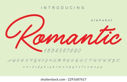 Romantic font. Elegant alphabet letters font and number. Classic Copper Lettering Minimal Fashion Designs. Typography fonts regular uppercase and lowercase. vector illustration