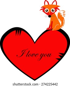 Romantic fox with heart for Valentine's Day.