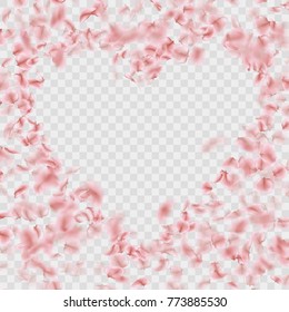 Romantic frame heart shape with Sakura petals blossom. And also includes EPS 10 vector