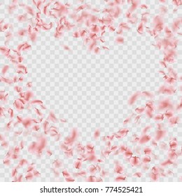 Romantic frame heart shape with Sakura petals blossom. And also includes EPS 10 vector