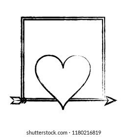 Romantic frame with heart sketch