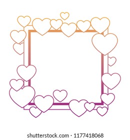 Romantic frame with hearts rainbow lines