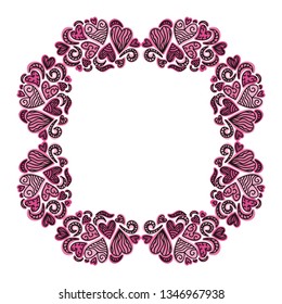 Romantic frame of hearts. Vector illustration