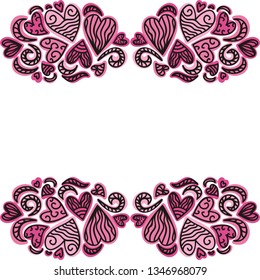 Romantic frame of hearts. Vector illustration