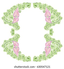 Romantic frame with hearts. Vector illustration.
