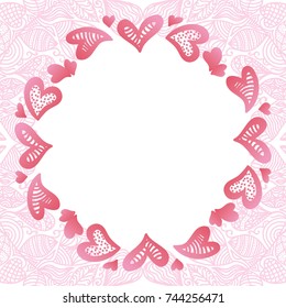 Romantic frame of hearts. Vector illustration.