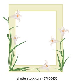 Romantic frame with lilies. Vector