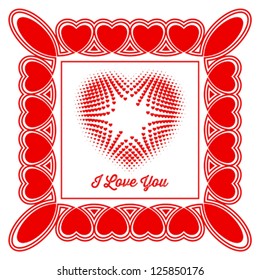 Romantic frame with magic rasterized heart. Many tiny hearts. High detailed vector.