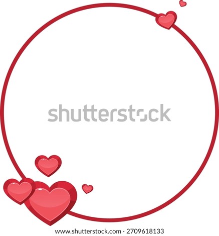 Romantic frame with red hearts encircling the border.